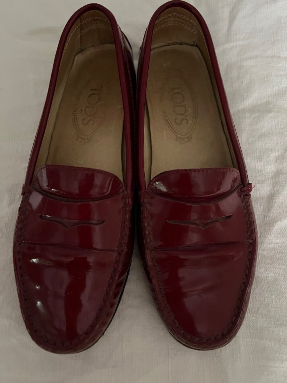 TOD'S Classic Red Patent Leather Flat Penny Loafer Women's Size 6 1/2